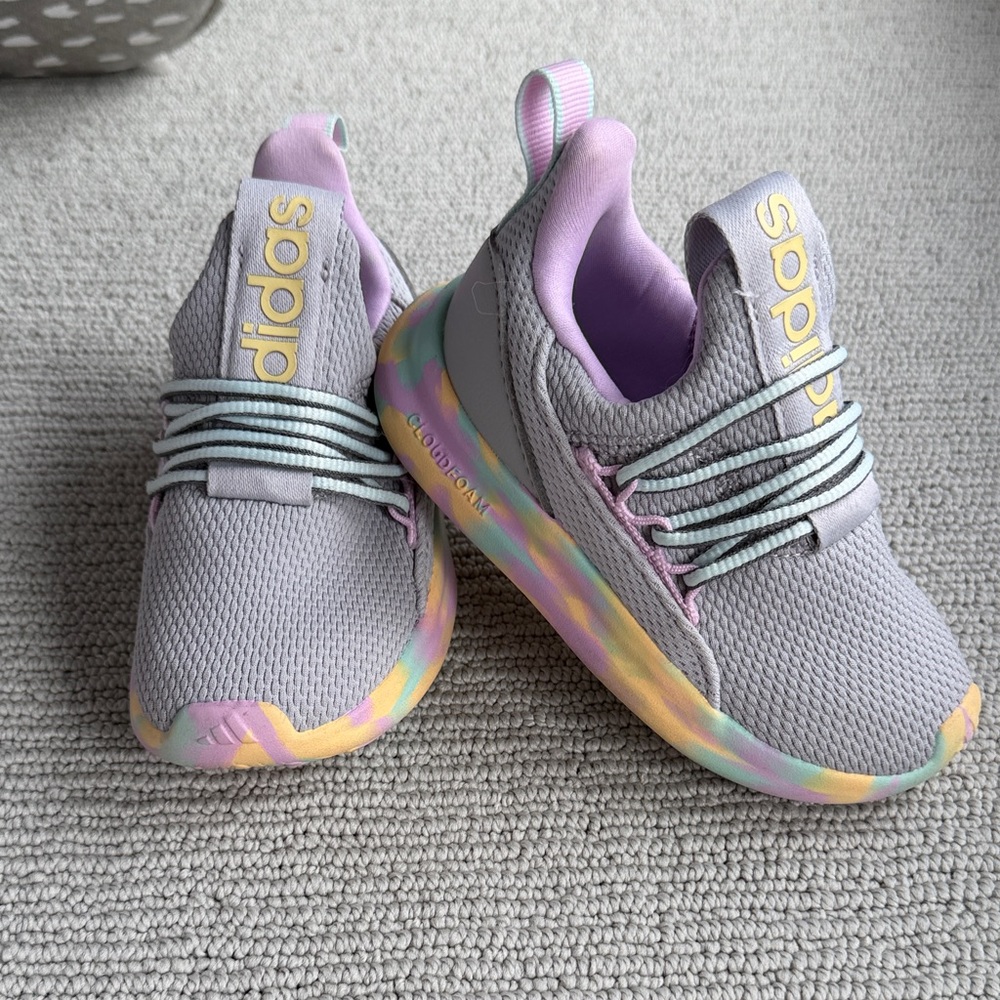 Adidas Kids' Gray Sneakers with Pastel Highlights
